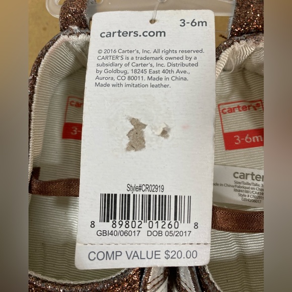 Infants' Carters 3-6mo Brown Cat Shoes NWT - Picture 8 of 8